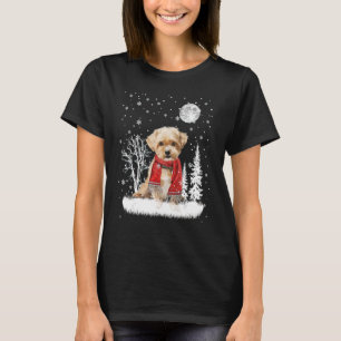 Shorkie Under Moonlight Snow Christmas Pajama T-Shirt
