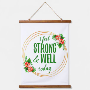 short affirmations about strength and wellness hanging tapestry