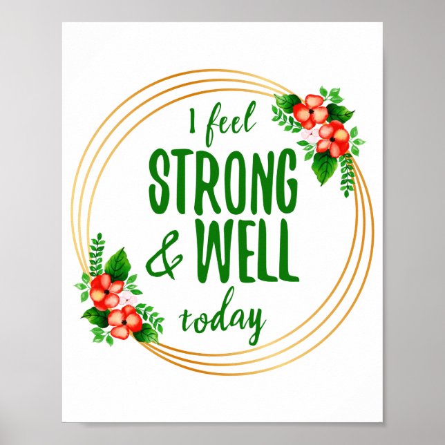 short affirmations about strength and wellness poster (Front)