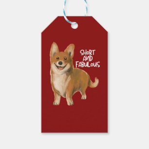 'Short And Fabulous' Vibrant Red Cheerful Corgi Gift Tags