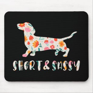 Short and Sassy Dachshund floral dog Mouse Mat