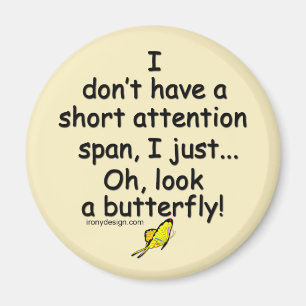 Short Attention Span Butterfly yellow Magnet