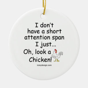 Short Attention Span Chicken Ceramic Tree Decoration