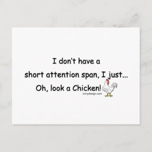 Short Attention Span Chicken Postcard