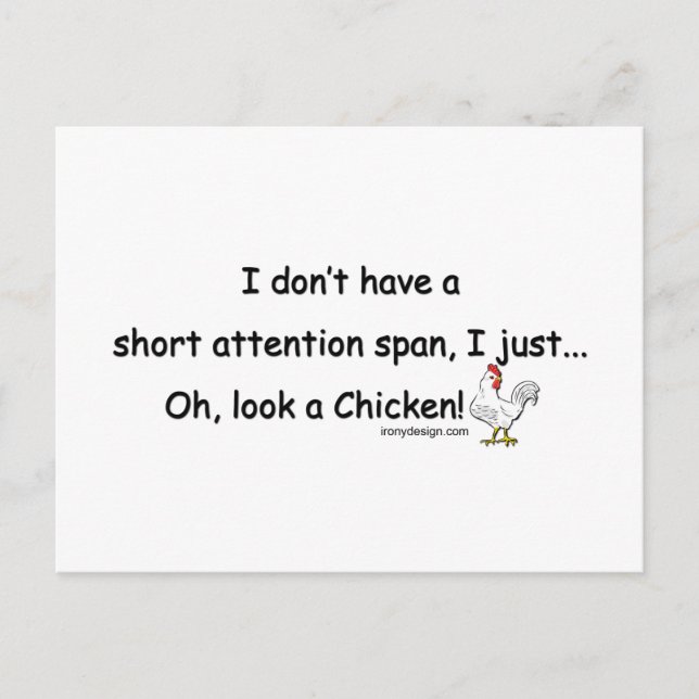 Short Attention Span Chicken Postcard (Front)