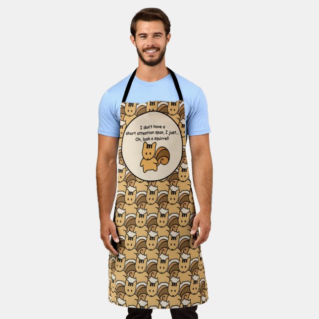 Short Attention Span Squirrel Design Apron (Worn)
