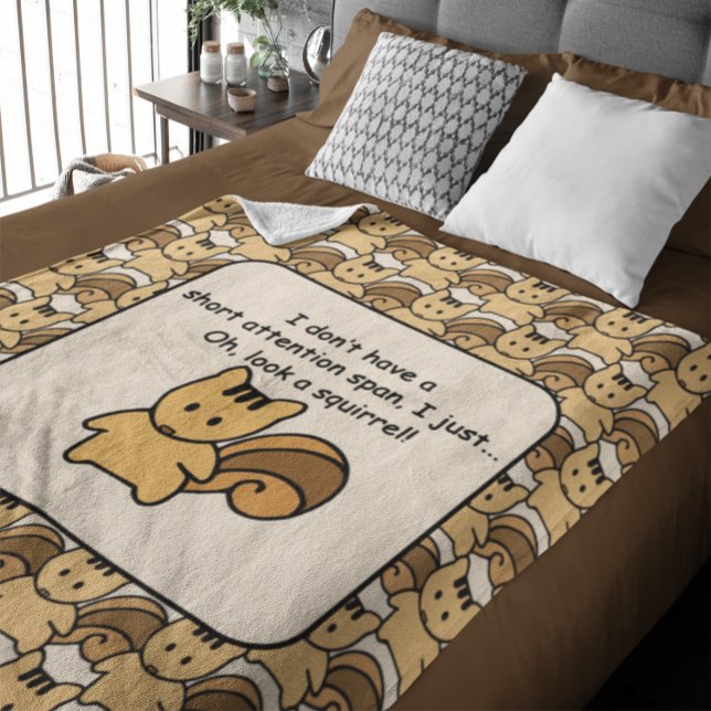 Short Attention Span Squirrel Design Fleece Blanket (Creator Uploaded)