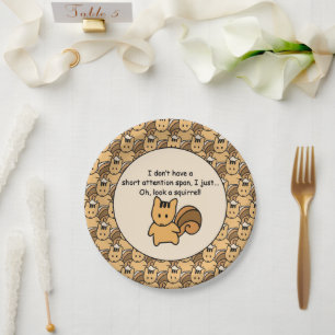Short Attention Span Squirrel Design Paper Plate