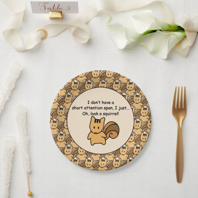 Short Attention Span Squirrel Design Paper Plate (Wedding)