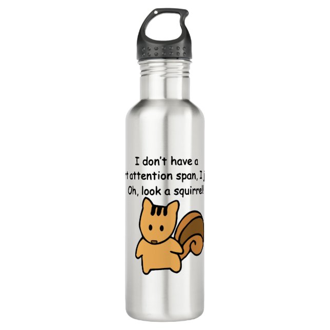 Short Attention Span Squirrel Funny 710 Ml Water Bottle (Front)