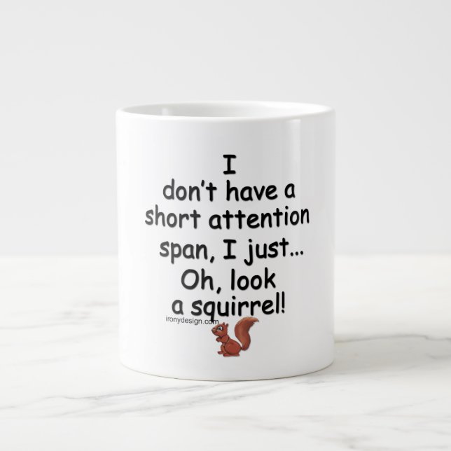 Short Attention Span Squirrel Large Coffee Mug (Front)