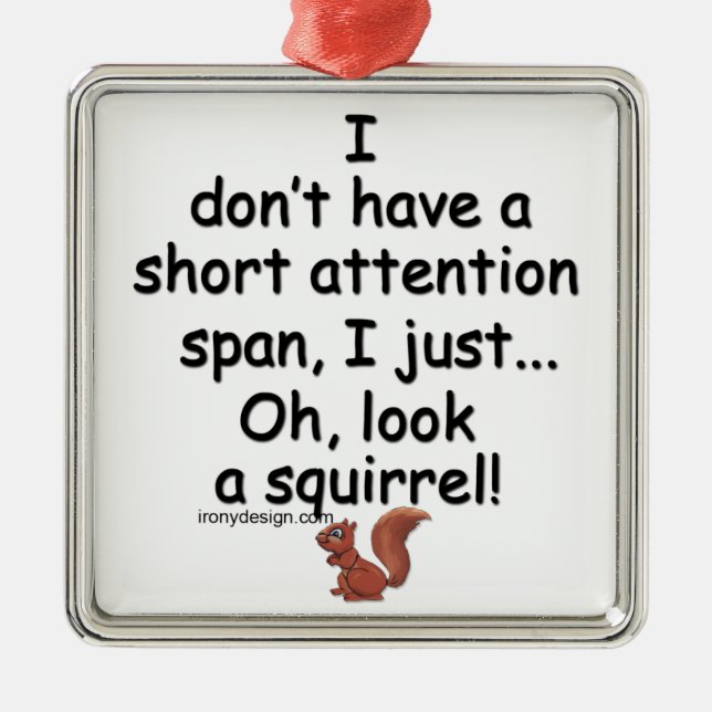 Short Attention Span Squirrel Metal Tree Decoration (Front)