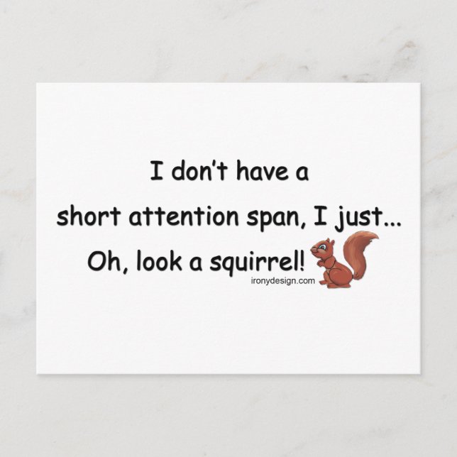 Short Attention Span Squirrel Postcard (Front)