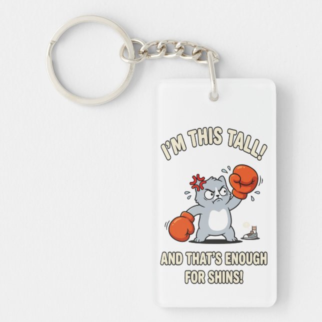 Short Cat Boxing Gloves Funny Shins Key Ring (Front)