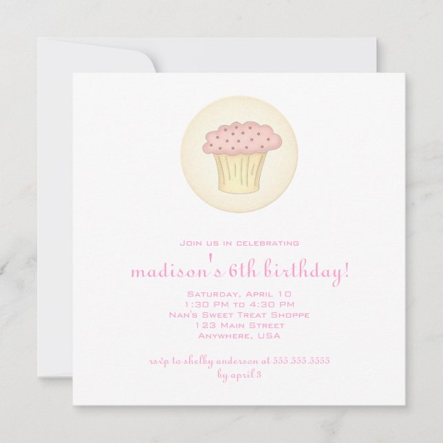 Short Cupcake Invitation (Front)