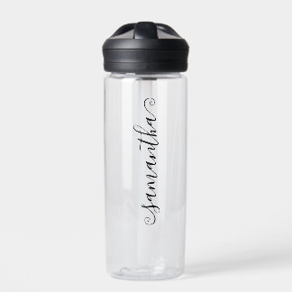 Short Curly Swash Signature Name Water Bottle