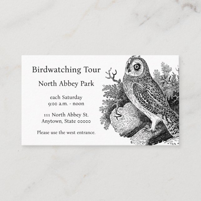 Short-eared owl birding business card (Front)