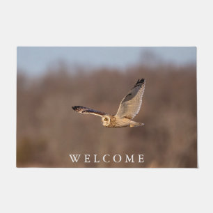 Short-eared owl in flight doormat