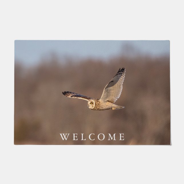 Short-eared owl in flight doormat (Front)