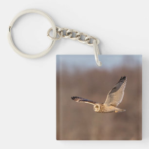 Short-eared owl in flight key ring