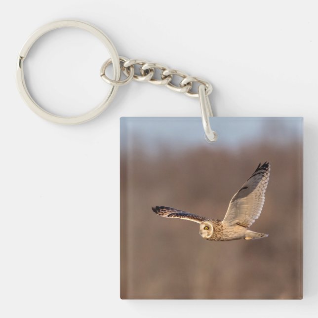 Short-eared owl in flight key ring (Front)