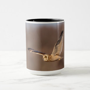 Short-eared owl in flight mug