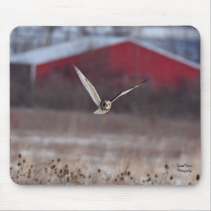Short-Eared Owl with Red Barn Mouse Mat