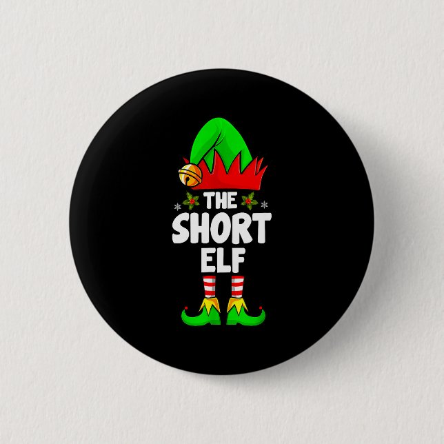 Short Elf Family Matching Group Christmas Pajamas  6 Cm Round Badge (Front)