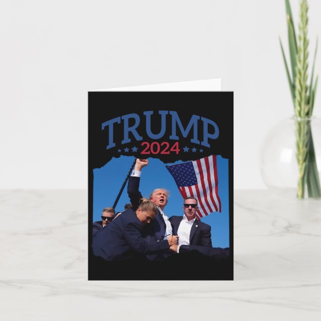 Short Fist Pumped 2024 Pray For Trump Never's Give Card (Front)