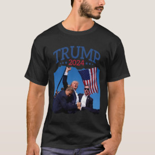Short Fist Pumped 2024 Pray For Trump Never's Give T-Shirt