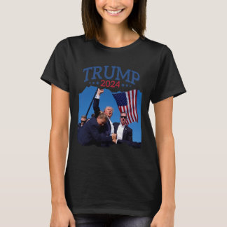Short Fist Pumped 2024 Pray For Trump Never's Give T-Shirt
