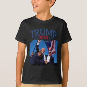 Short Fist Pumped 2024 Pray For Trump Never's Give T-Shirt