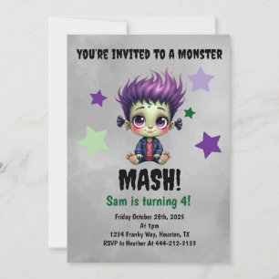 Short Hair Monster Mash Birthday Party Invitation