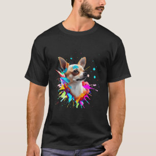 Short Haired Chihuahua Colourful Splashes Of Paint T-Shirt