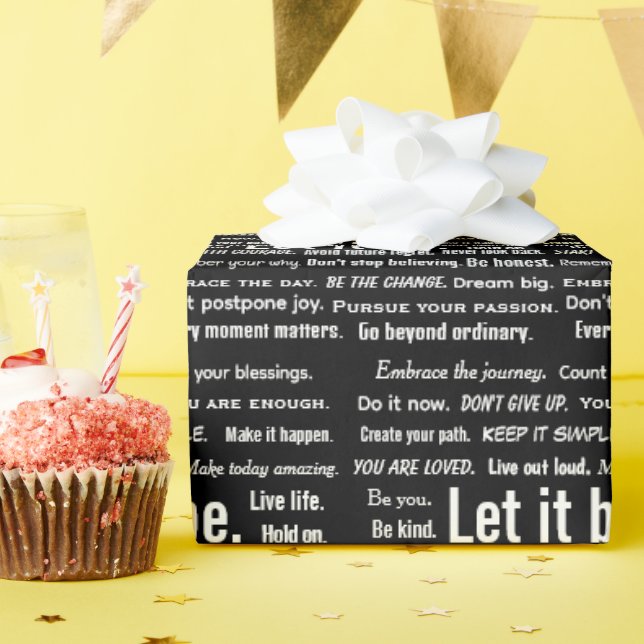Short Inspirational Quotes On Black Wrapping Paper (Birthday Party)