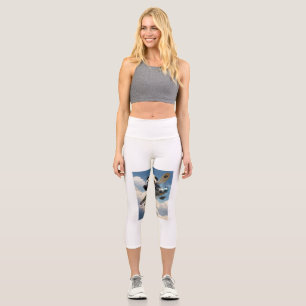 short leggings with panda on a plane