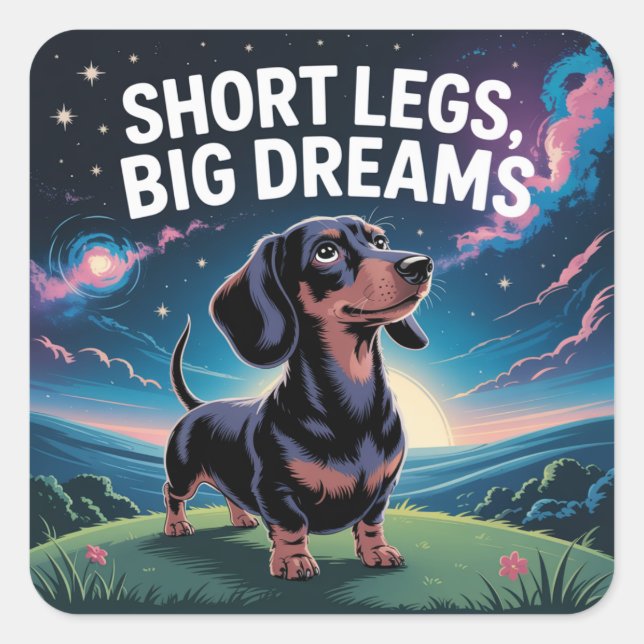 Short Legs, Big Dreams Square Sticker (Front)