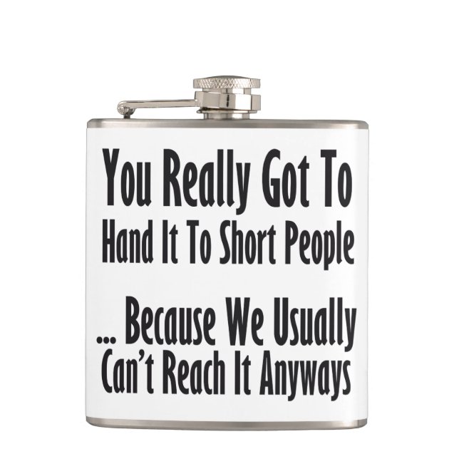 Short People Quote Hip Flask (Front)