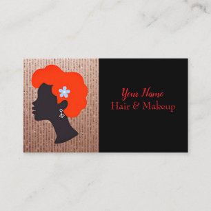 Short Red Hair And Gold Beauty Business Card