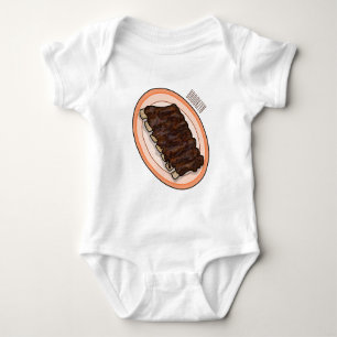 Short ribs cartoon illustration baby bodysuit