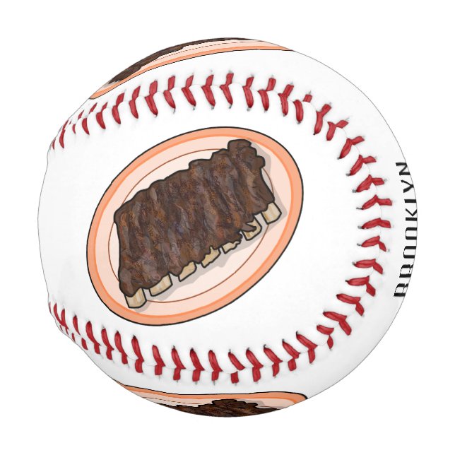 Short ribs cartoon illustration baseball (Front Right)