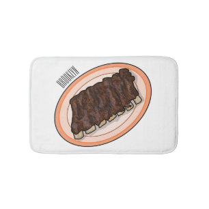Short ribs cartoon illustration bath mat