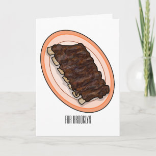 Short ribs cartoon illustration card