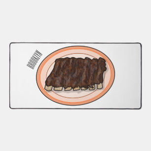 Short ribs cartoon illustration desk mat