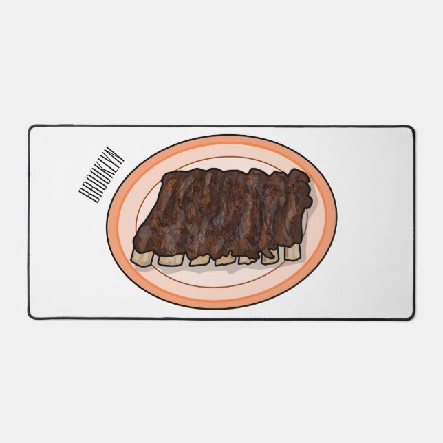 Short ribs cartoon illustration desk mat (Front)