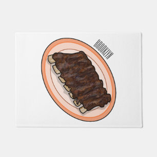Short ribs cartoon illustration doormat