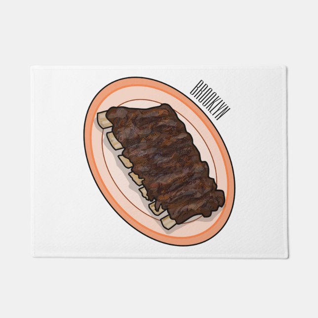 Short ribs cartoon illustration doormat (Front)