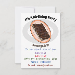 Short ribs cartoon illustration invitation