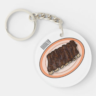 Short ribs cartoon illustration key ring