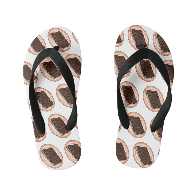 Short ribs cartoon illustration kid's flip flops (Footbed)
